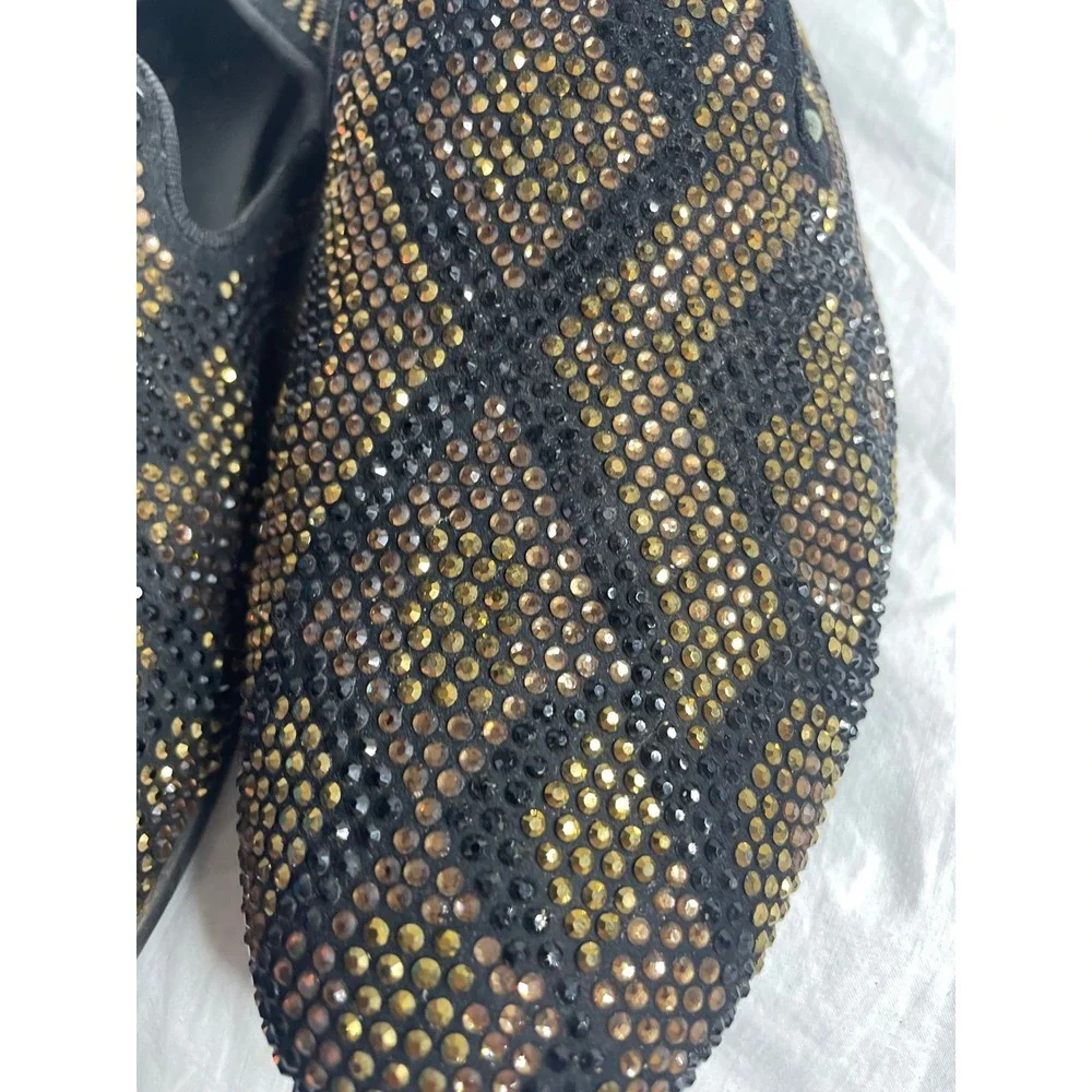 Giuseppe Zanotti Men's Black Gold Crystal Embellished Loafers Size 42